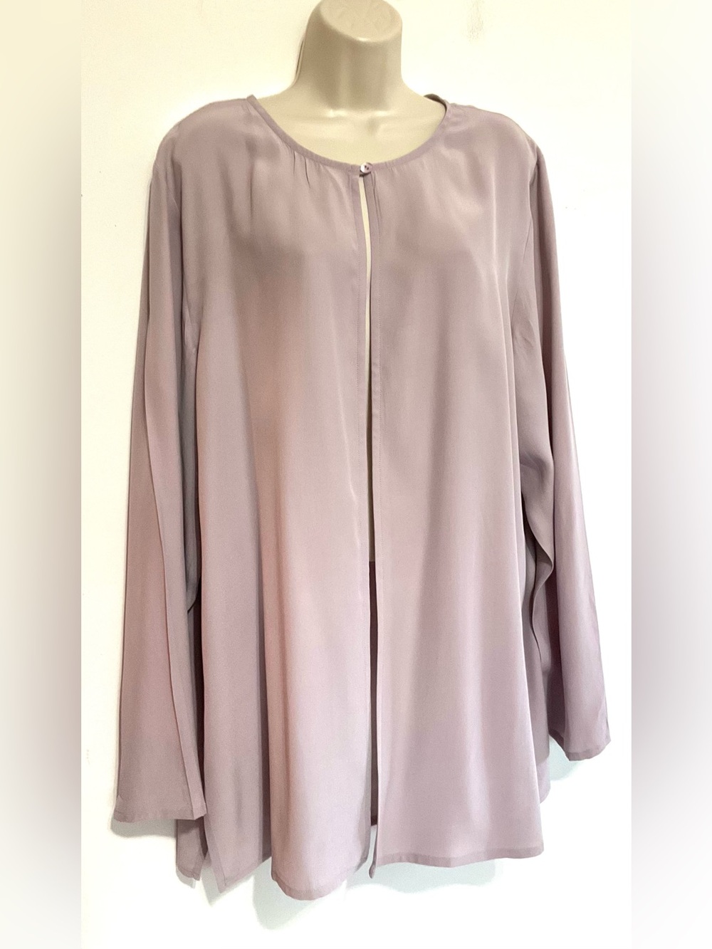 Eileen Fisher size, large silk lightweight, long sleeve open front cardigan
